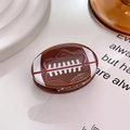 Haarklammer im American-Football-Design aus Acetat in Braun mit weißen Nähten - Dunkelkaffee Rugby