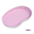Pink heart-shaped stainless steel cosmetic tray with a polished metal exterior finish - Pink