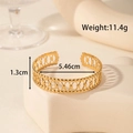 Adjustable golden stainless steel open cuff bracelet with hollow leaf carving and dimensions - Hollow Carved Style (YB-193)