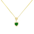 Exaggerated vintage necklace with green heart emerald pendant and gold chain - Heart Pendant Necklace (CK1219-爱心项链)