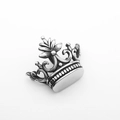 Punk style silver stainless steel crown pendant with intricate hollow patterns and beads - Style B Silver / Pendant Only