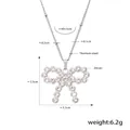 Collier nœud en acier titane argenté avec zircon, longueur 45cm, poids de 6,2g - Collier Zircone Nœud Papillon Ton Acier / Acier