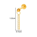 Gold titanium body jewelry stud with sparkling zircon tassel drop, 1.52cm length - Single Row Diamond Dangle Style (T2535-11# Gold)
