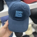 Navy blue cotton baseball cap with KEEP YOUR SMILE embroidery for men and women - M / Navy Blue