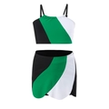 Costume da bagno due pezzi per bambina con design color-block verde bianco nero - 104 / Nero Verde Bianco