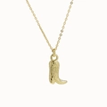 Collana in ottone placcato oro 18 carati con ciondolo a forma di stivale da cowboy vintage - Stivale Goffrato Oro
