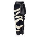 Women's black and white abstract print wrap skirt with adjustable waist tie - Black & White Abstract Sarong