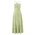 Elegante abito lungo verde chiaro con spalline intrecciate e tessuto jacquard - S / verde chiaro