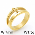Anillo doble hueco bañado en oro de 7mm para hombre y mujer, peso 3g estilo minimalista - US 6 / Dorado