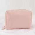 Pink PU leather makeup pouch with Twinkle little Star print and heart zipper - Heart Pendant / Rose Pink