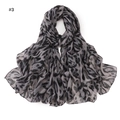Detail shot of lightweight grey leopard print scarf with smooth chiffon texture and drape - No.3 (Gray Black Leopard)