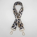 Adjustable leopard print bag strap with pale gold metal hooks for handbags - Pink White