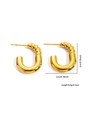 Detail view of gold titanium steel earrings showing 2cm size and 8.9g weight specifications - Gold Spiral Twist & Polished Combo Style (#0245)