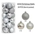 Set mit 24 silbernen 4cm Weihnachtskugeln in Glitzer, Spiegelglanz und Matt in der Tube - Silber