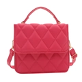 Petit sac carré matelassé fuchsia avec bandoulière et détails dorés pour femme - Rose rose
