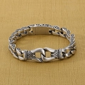 Pulsera de hombre en acero inoxidable con grabados de tótem y acabado en plata antigua - Plata Antigua (KB170061-KJX)