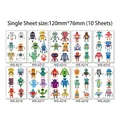 Set of 10 colorful robot temporary tattoos for kids including 10 unique sheets - Full Robot Style Set (A211-A220)