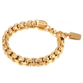 Gold plated stainless steel square box chain bracelet for men with rectangular charm - Style B Standard Box Chain (KB138824-KFC)