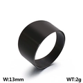Anillo ancho minimalista de acero inoxidable negro 13mm de ancho acabado pulido - US 7 / Estilo Negro (KR92778-K)