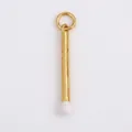 Creative matchstick pendant in gold finish with white enamel detail and jump ring - Matchstick Shape-White