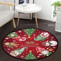 Detailed view of round Christmas rug featuring Santa gnomes and festive holiday patterns - Sdj_round Carpet-5