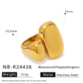Anillo grueso asimétrico dorado de acero inoxidable impermeable e hipoalergénico - Estilo de Metal Líquido Pesado (NB-R24436)