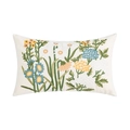 Rechteckiger Kissenbezug mit bestickten Wildblumen auf beigem Baumwoll-Canvas - Jinshang-Rechteckig / 30x50cm【Ohne Kern】