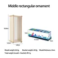 Detail van rechthoekige harsvormset met houten frame en voorbeeld van een zeelandschap - Middelgrote rechthoekige mal + standaard