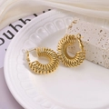 18K vergoldete Edelstahl-Federohrringe mit strukturierter Schlangenschuppen-Spirale - Glänzendes Gold Spiral-Stil (JXRH-15)