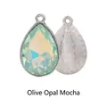 DIY teardrop pendant in Olive Opal Mocha color with faceted alloy setting for jewelry - Olive Opal Mocha