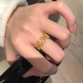 Elegant gold hollow four-leaf clover ring for women featuring delicate floral patterns - Hollow Petal