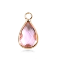 Pink birthstone water drop pendant with golden border and faceted glass crystal detail - Gold - October