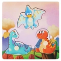 Educational wooden dinosaur puzzle toy for toddlers with easy-grip knobs and bright colors - Dinosaur 3-in-1 Peg Puzzle