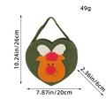 Christmas heart-shaped reindeer felt gift bag in dark green, 26x20x6cm size guide - Reindeer Style (Green)
