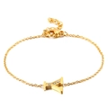 Gold letter A pendant bracelet with crystal stones on a delicate titanium chain - Letter Y Style (KB117726-KLB)