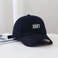 Casquette de baseball bleu marine avec broderie 1987 blanche en coton haute densité - Taille unique / Bleu marine
