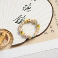Handmade Jingdezhen ceramic beaded bracelet with beige star charms and colorful accent beads - 340K Innocent Childhood