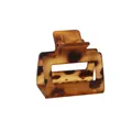 Detail of small square claw clip with leopard print pattern and gold metal spring - Yellow Leopard Print