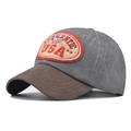 Berretto da baseball grigio lavato vintage con ricamo USA e visiera marrone - Grigio USA