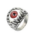 Anello gotico in acciaio inossidabile argento con artiglio e occhio di demone rosso - US 13 / Rosso Arancio
