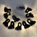 Halloween black ghost LED string lights with warm white glow and transparent battery box - Ghost-Warm White