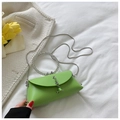 Mini lime green crossbody bag with sparkling rhinestone handle and silver chain - Small / Green