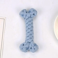 Giocattolo per cani in corda di cotone intrecciata blu cielo a forma di osso - Blu Tinta Unita