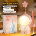 Rosa Astronauten LED-Schreibtischlampe mit Anspitzer und Nachtlicht für Kinder - 9*7*19CM / Rosa