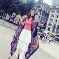 Ethnic bohemian navy shawl with geometric patterns and paisley prints for women - Blue Style (37113)