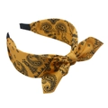 Mustard yellow paisley bow headband with vintage knot design for women stylish hair accessory - Mustard Paisley Bow