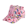 Rosa Kinder-Baseballkappe mit Einhornmuster und 3D-Ohren aus robustem Baumwoll-Twill - Umfang 50-54cm (2-8 Jahre) / 3D Ohren Einhorn - Hellrosa