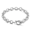 Fashionable stainless steel silver curb chain bracelet with classic toggle T-bar clasp - 200mm x 8mm / Silver