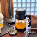 800ML Magpie Black glass tea infuser mug with handle and anti-slip silicone base - Black 800ml (Low Filter) + Silicone Base