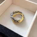 Vintage gold interlaced ring with dalmatian stone design for a minimalist look - 41# Gold-Dotted Stone